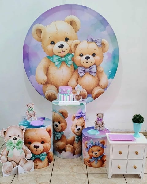 Kit Queridinho Urso Verde E Lilas 2 - CARLA CHIESA FESTAS