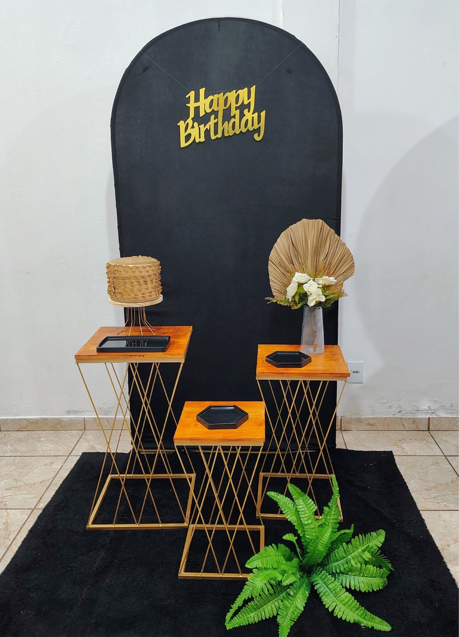 Kit Painel Romano Preto Aniversário - CARLA CHIESA FESTAS