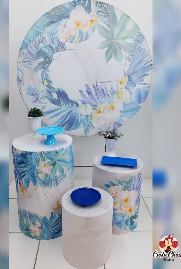 Kit Prata Floral Azul Claro - CARLA CHIESA FESTAS