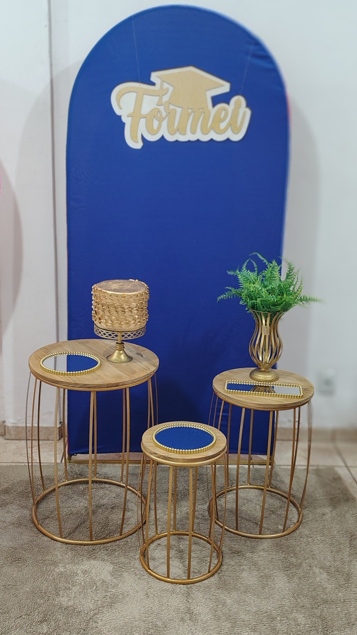 Composição C/ Painel Romano Azul Royal  - CARLA CHIESA FESTAS