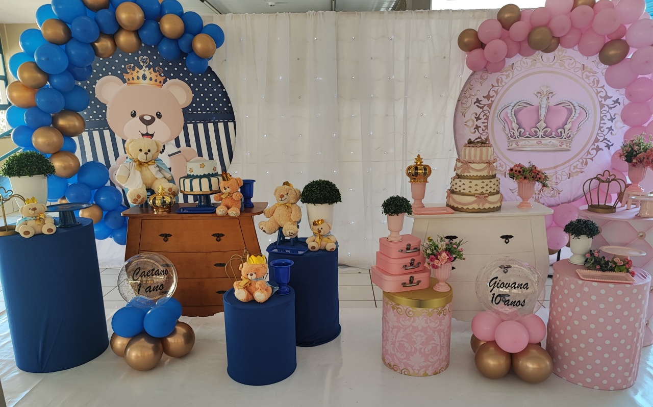 Montagem Ursinho E Ursinha Princesa - Elisete Festas Kit Pegue e Monte