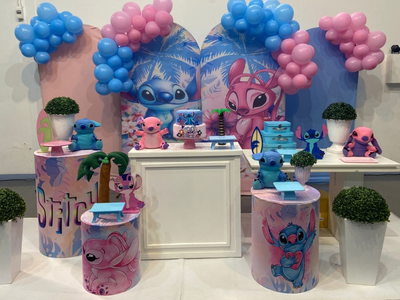 Montagem Stitch E Angel Casadinho - Elisete Festas Kit Pegue e Monte