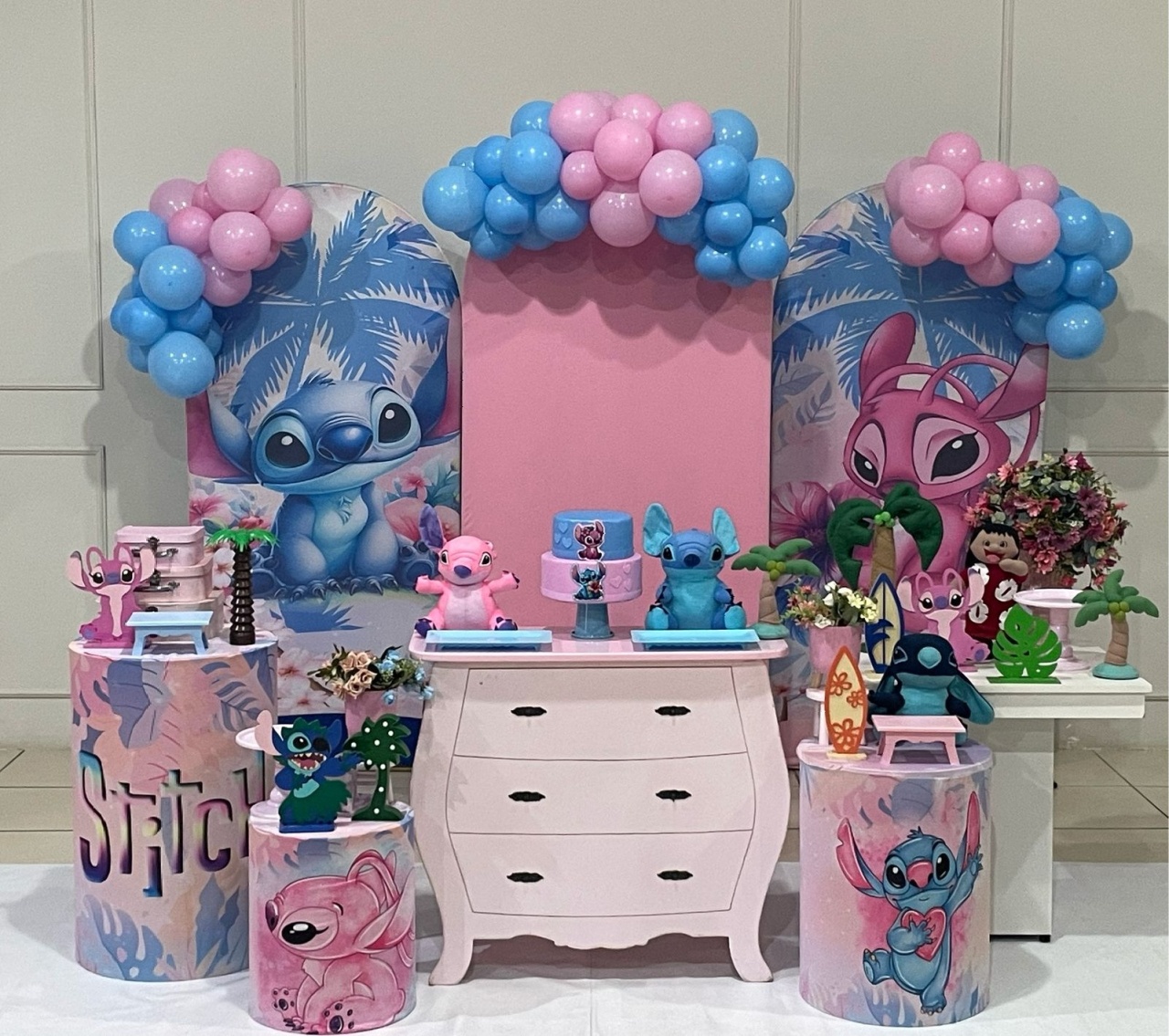 Montagem Stitch E Angel  - Elisete Festas Kit Pegue e Monte