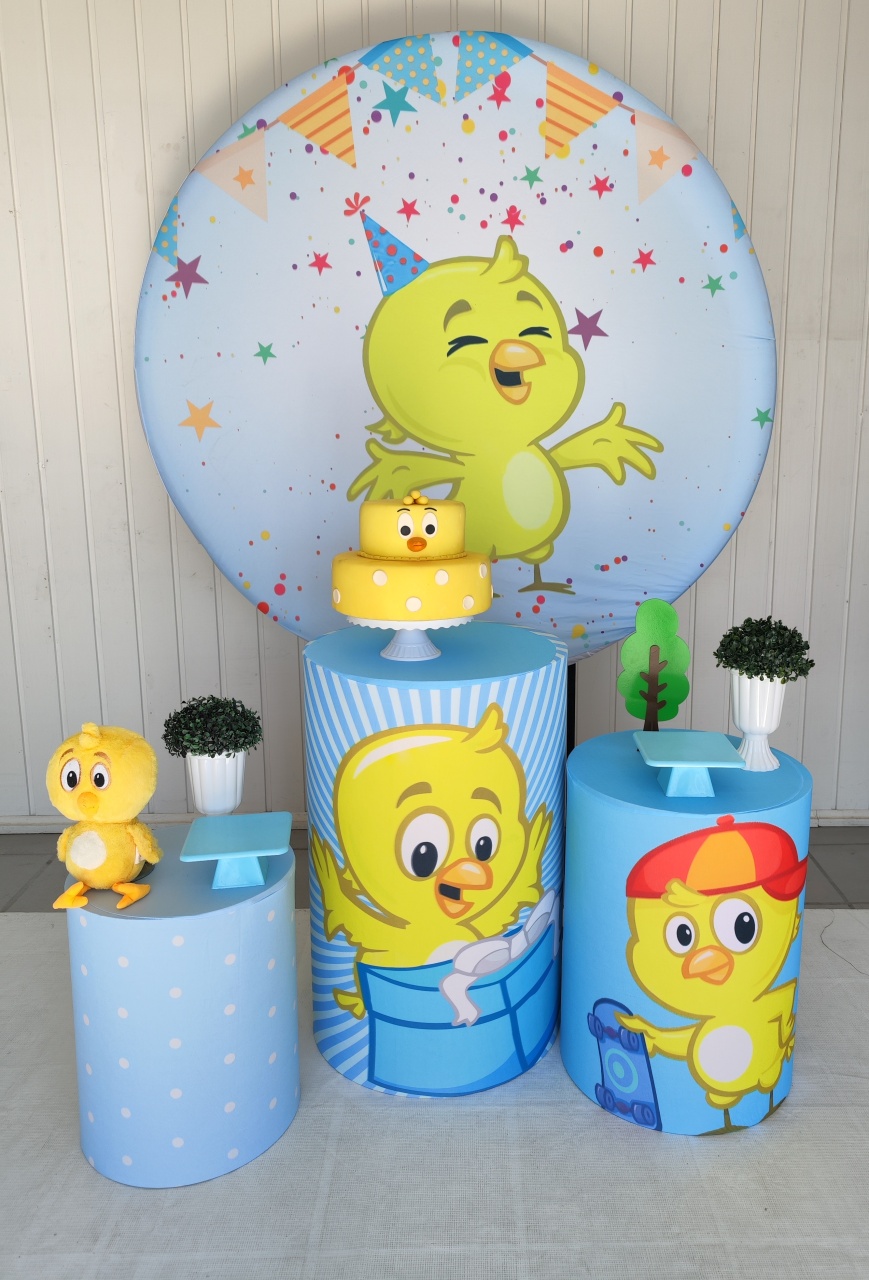 Kit Pintinho Amarelinho - Menino Opção 2 - Elisete Festas Kit Pegue e Monte