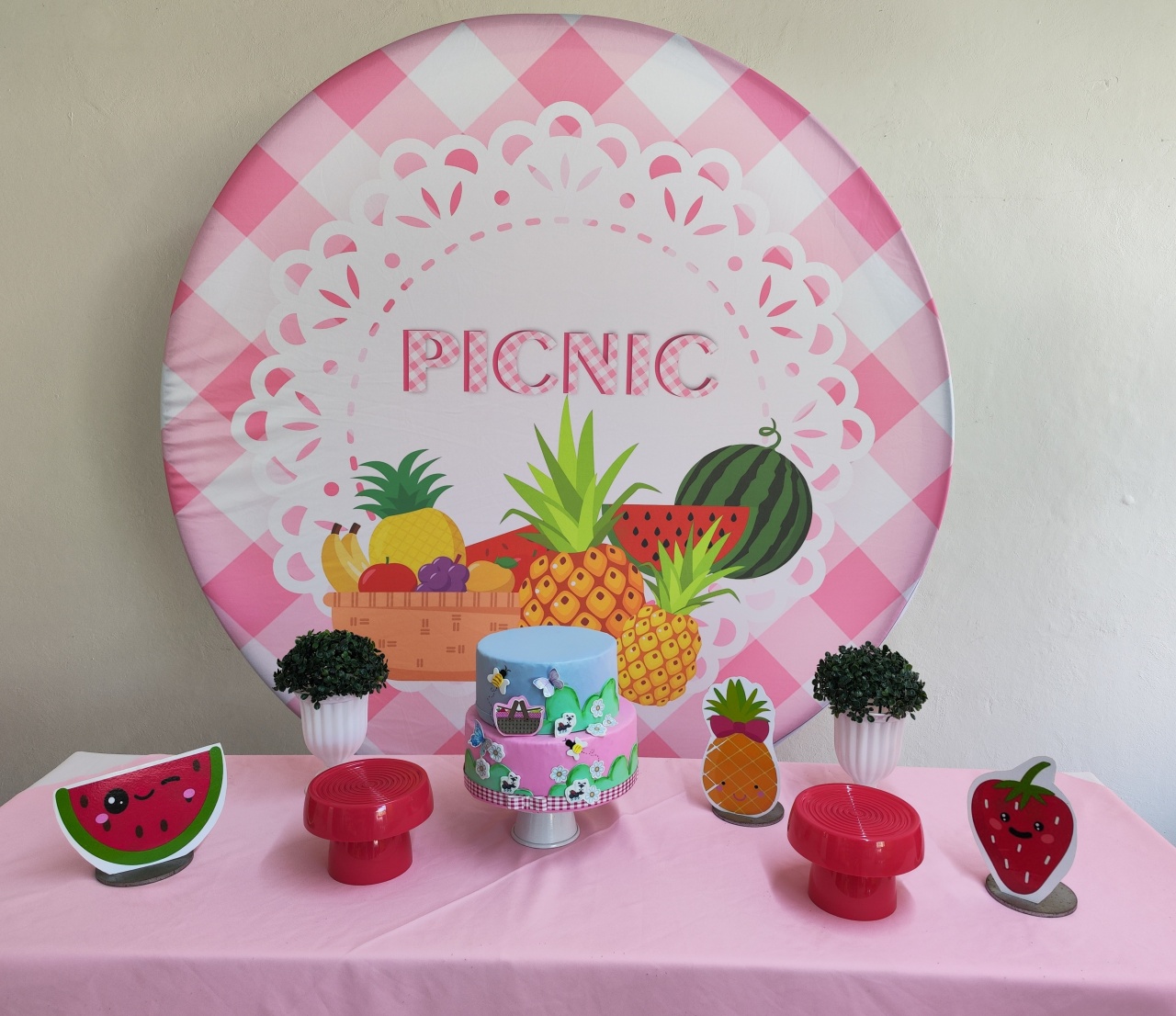 Kit Pic Nic  Rosa Opção 1 - Elisete Festas Kit Pegue e Monte