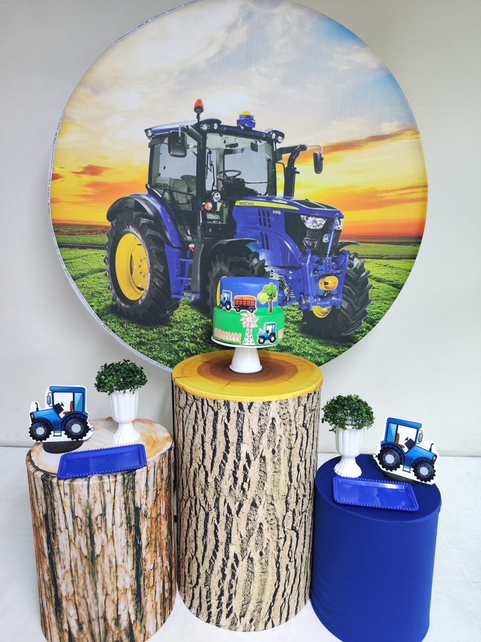 Kit Trator ( Azul ) Opçao 2 - Elisete Festas Kit Pegue e Monte