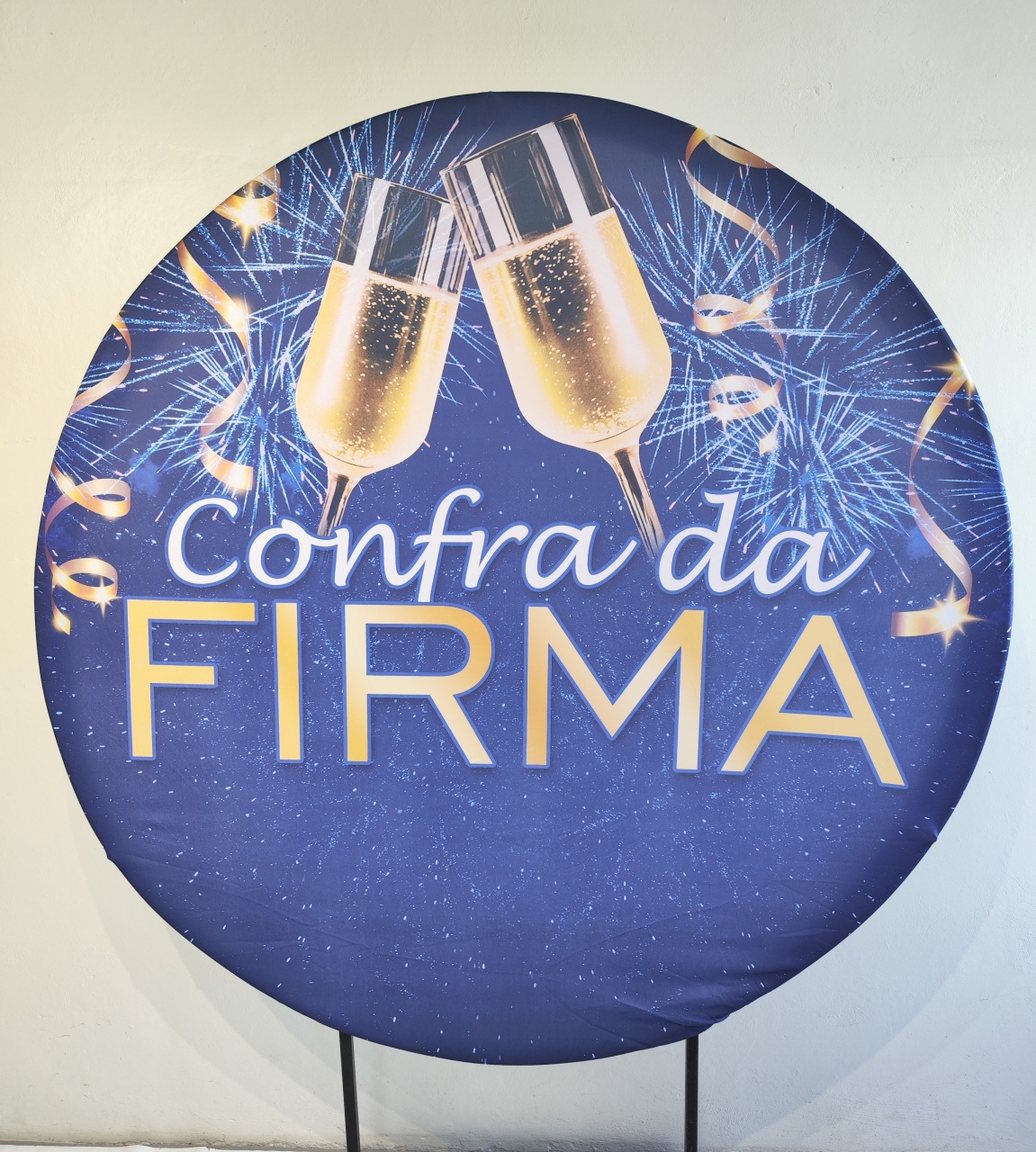 Painel Redondo Confra de Firma Azul+ Estrutura Redonda  - Elisete Festas Kit Pegue e Monte