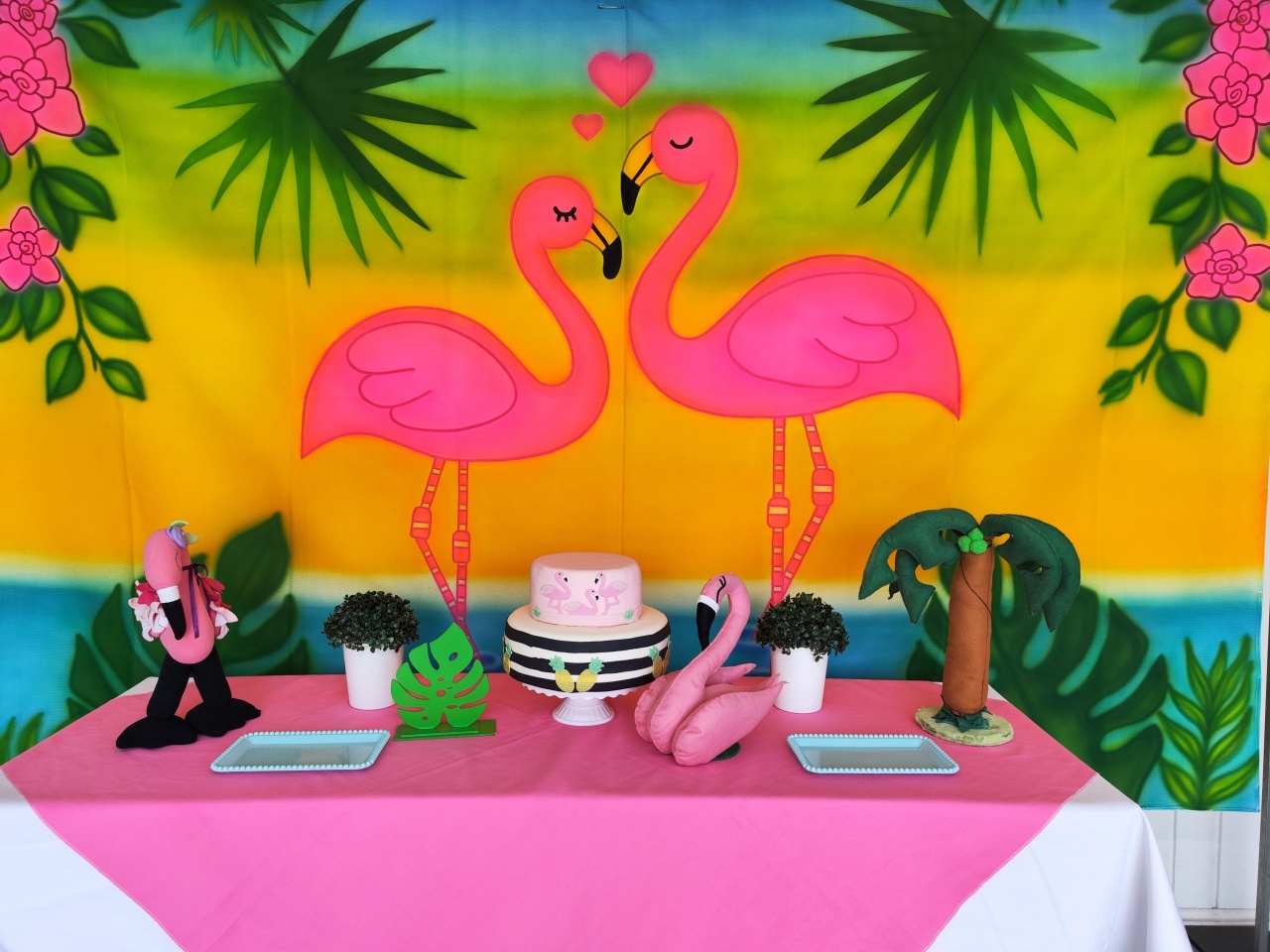 Kit Flamingo Retangular - Elisete Festas Kit Pegue e Monte