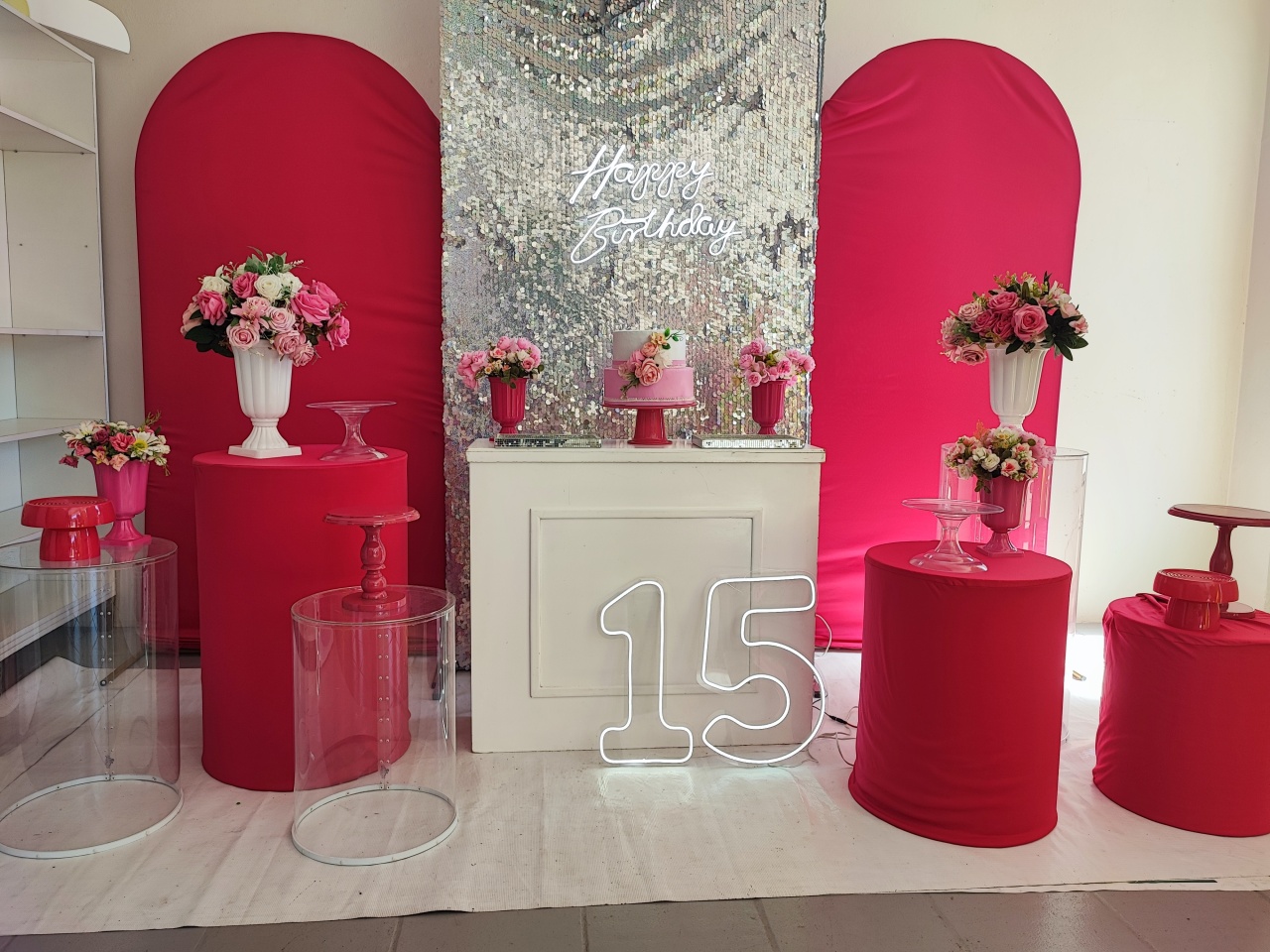 Kit 15 Anos  Pink E Prata  Opção Big  - Elisete Festas Kit Pegue e Monte
