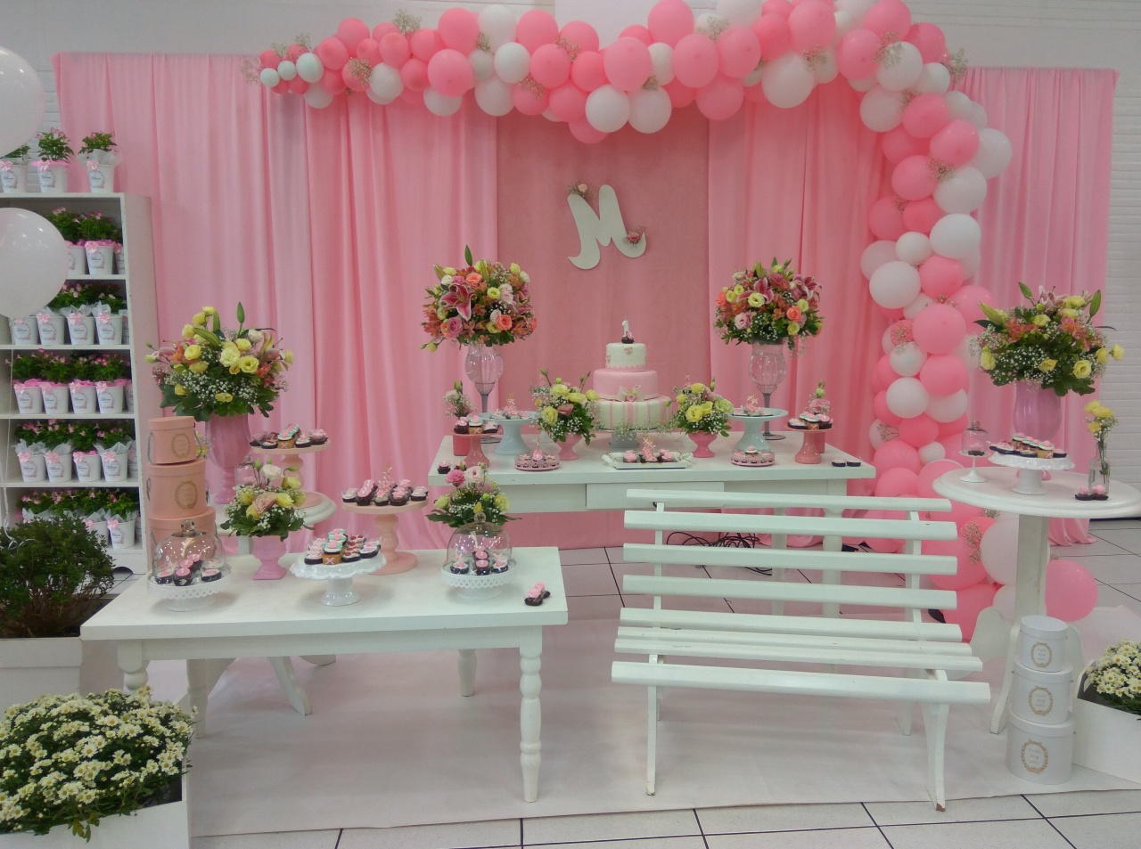 Montagem Jardim Rosa - Elisete Festas Kit Pegue e Monte