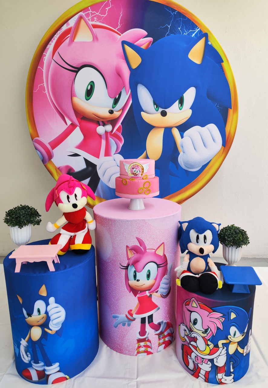 Kit Sonic Rosa E Azul Opção 2 - Elisete Festas Kit Pegue e Monte
