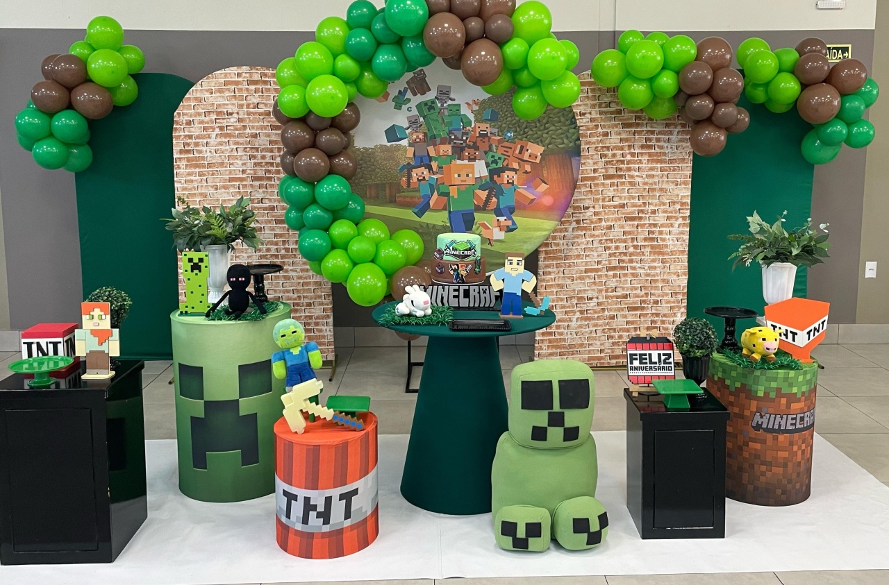 Montagem Minecraft 1 - Elisete Festas Kit Pegue e Monte