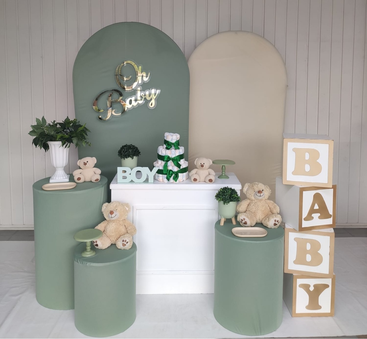 Kit Chá de Fralda- Oh Baby Verde - Elisete Festas Kit Pegue e Monte