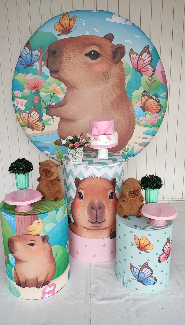 Kit Capivara Floral Opção 2 - Elisete Festas Kit Pegue e Monte