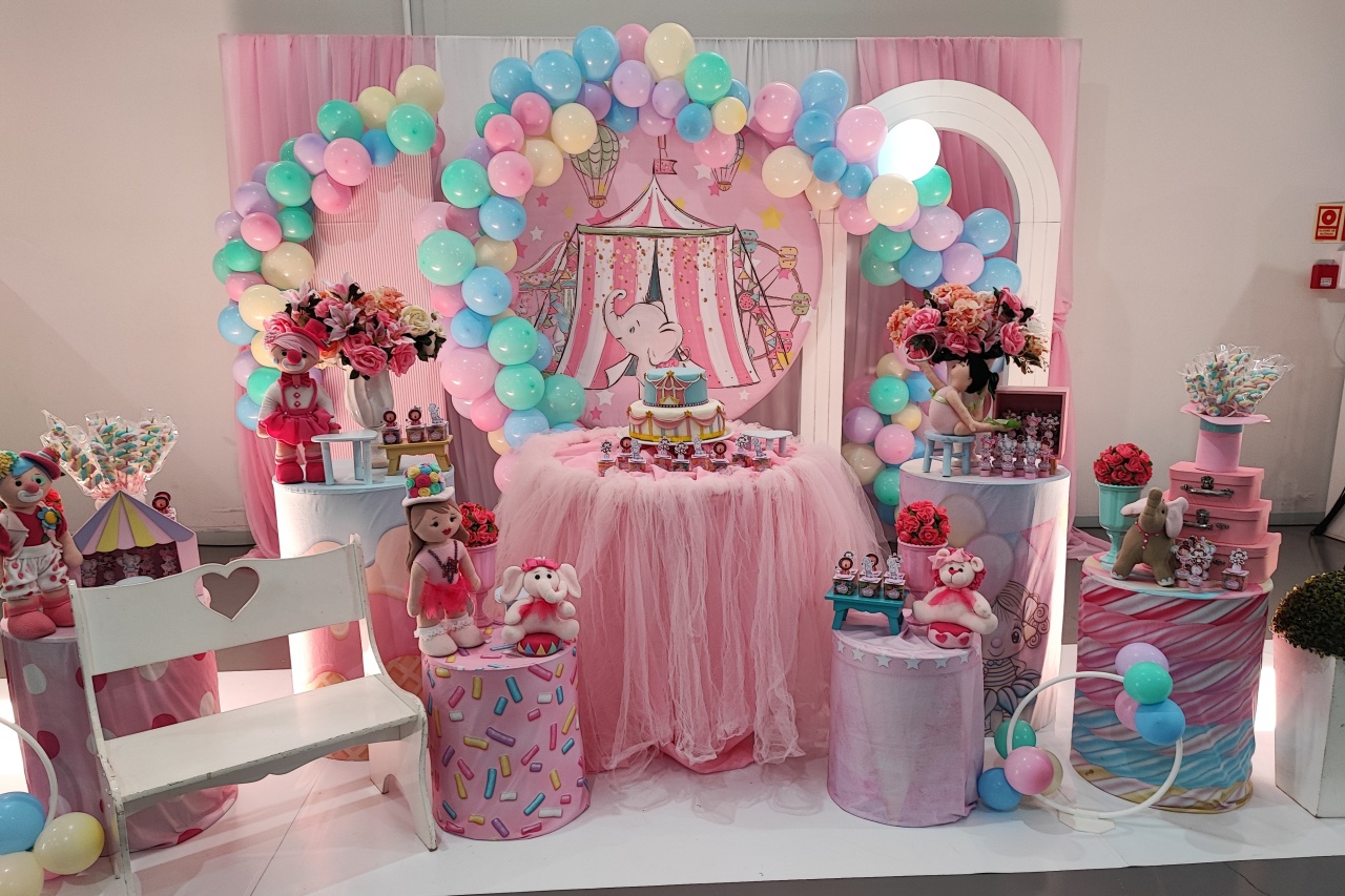 Montagem Circo  Rosa  - Elisete Festas Kit Pegue e Monte