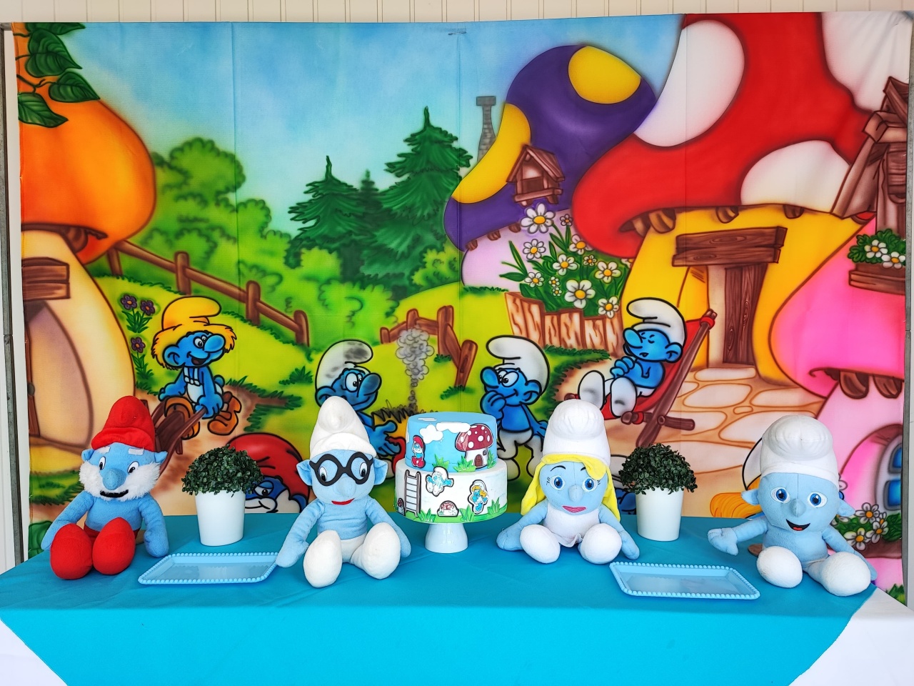Kit Smurfs  Retangular  - Elisete Festas Kit Pegue e Monte