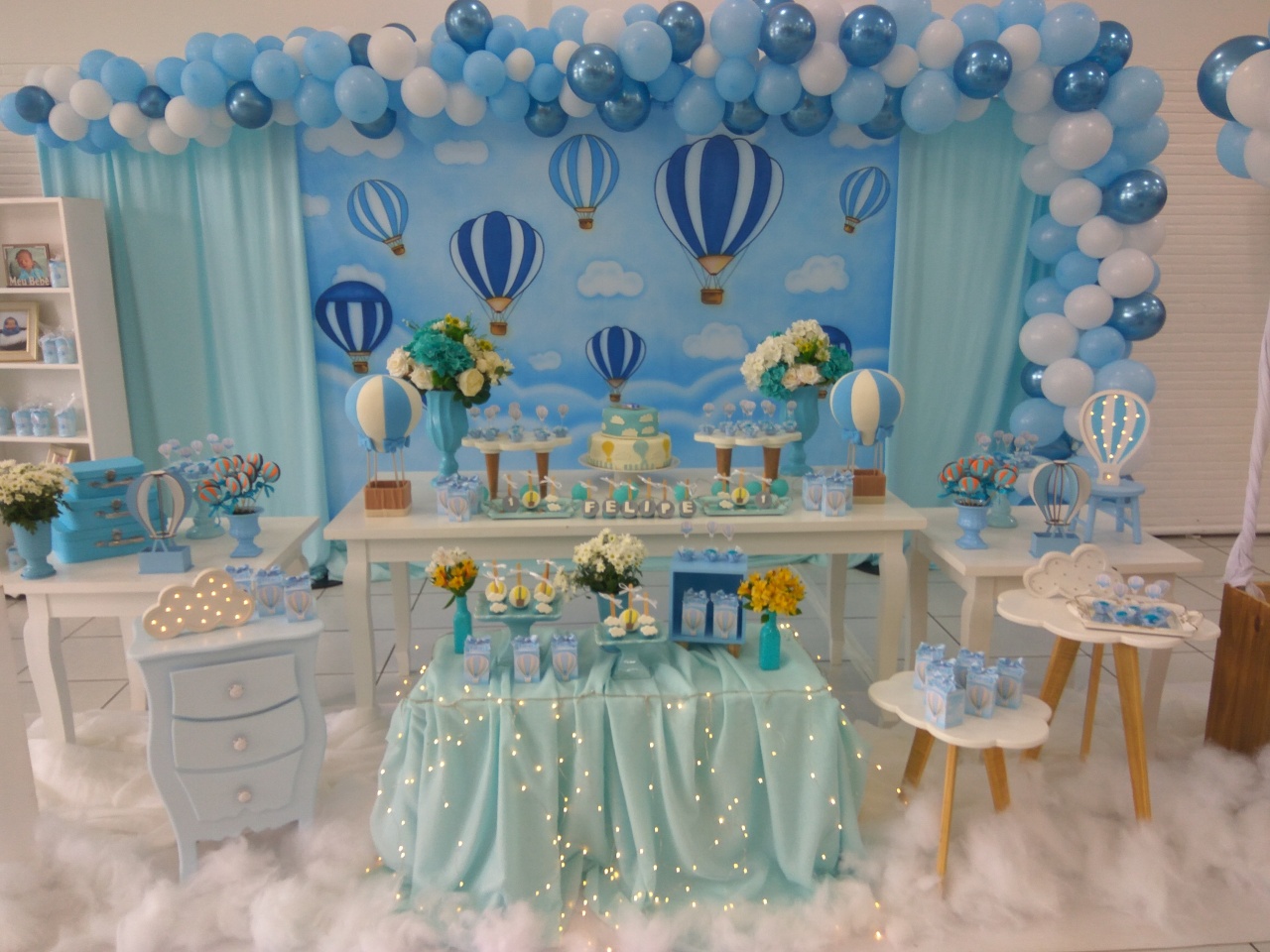 Montagem Ursinho Balonista  Azul - Elisete Festas Kit Pegue e Monte