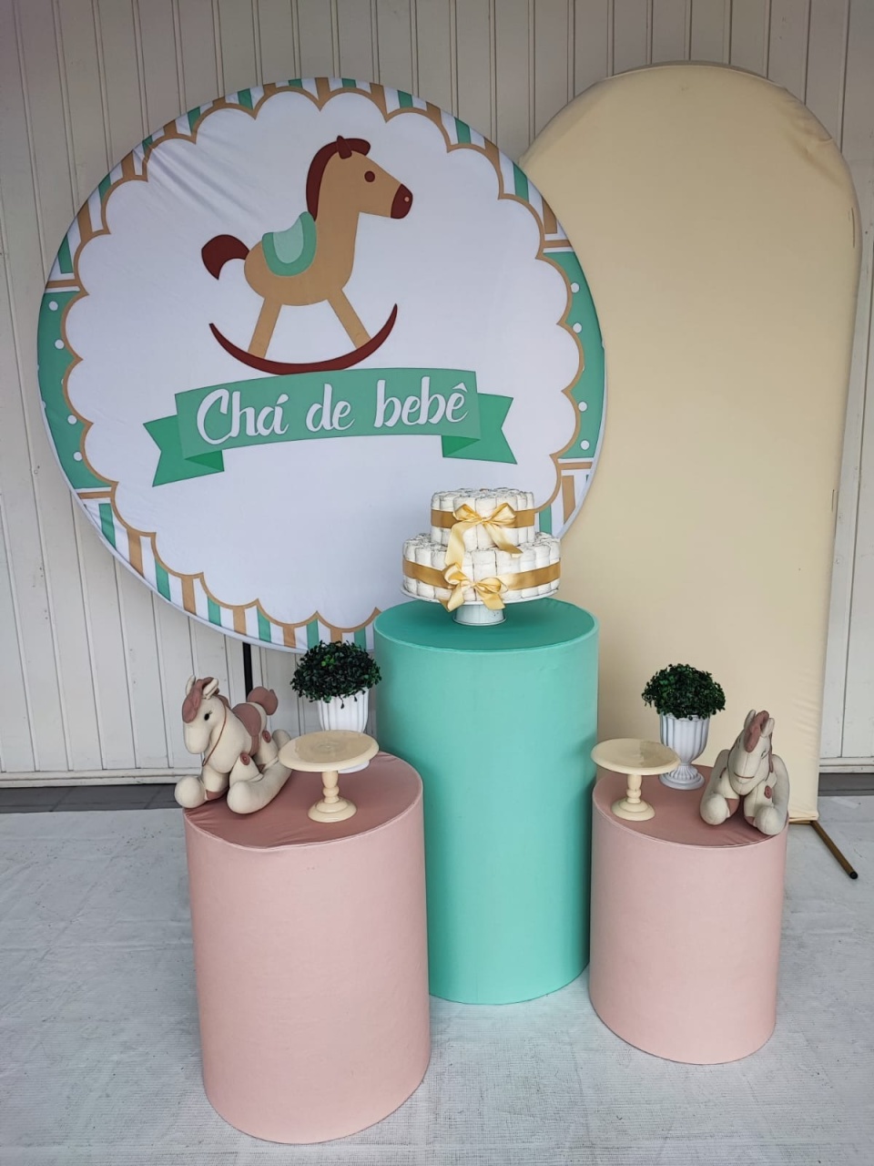 Kit Chá de Fralda Menino Cavalo Verde Opção Plus - Elisete Festas Kit Pegue e Monte