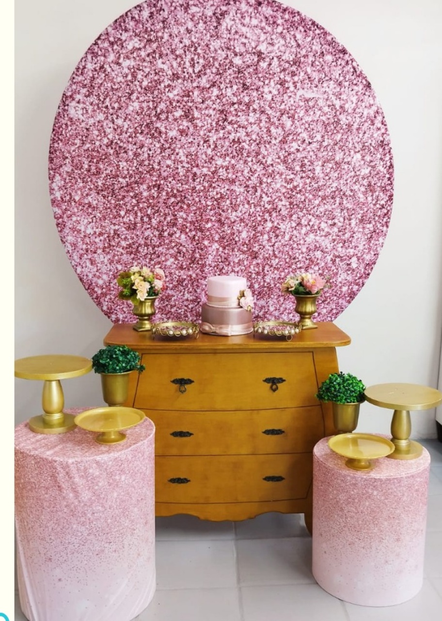Kit Adulto  Gliter Rosa ( Opçao 2) Com Dourado  - Elisete Festas Kit Pegue e Monte