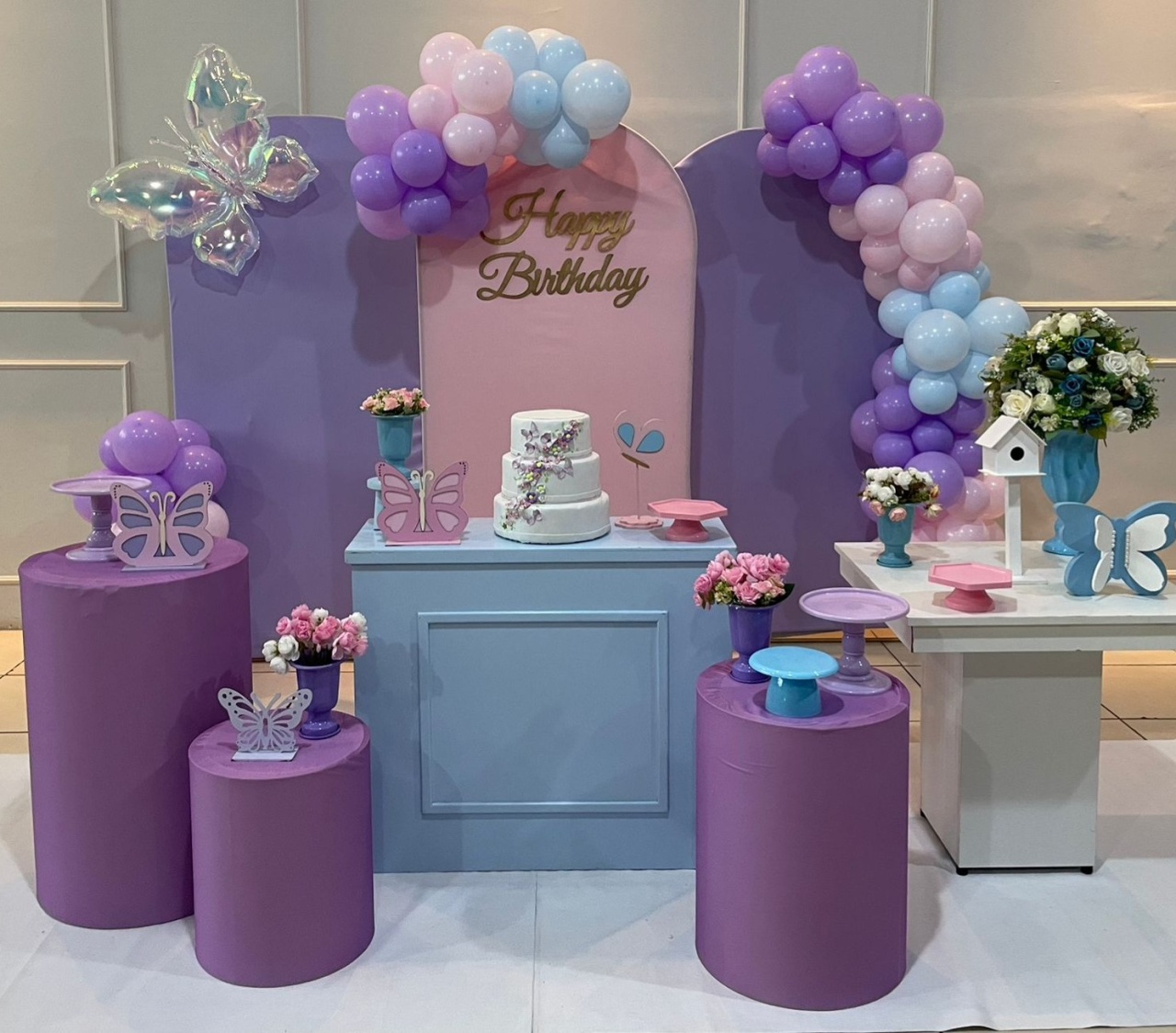 Montagem Lilas E  Rosa - Elisete Festas Kit Pegue e Monte