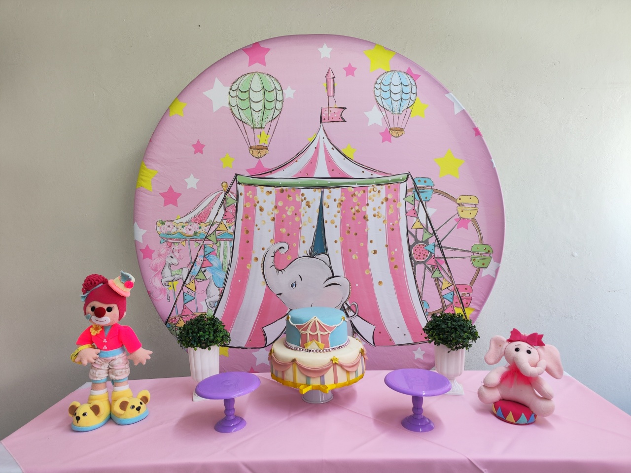 Kit Circo Picadeiro Rosa Opção 1 - Elisete Festas Kit Pegue e Monte