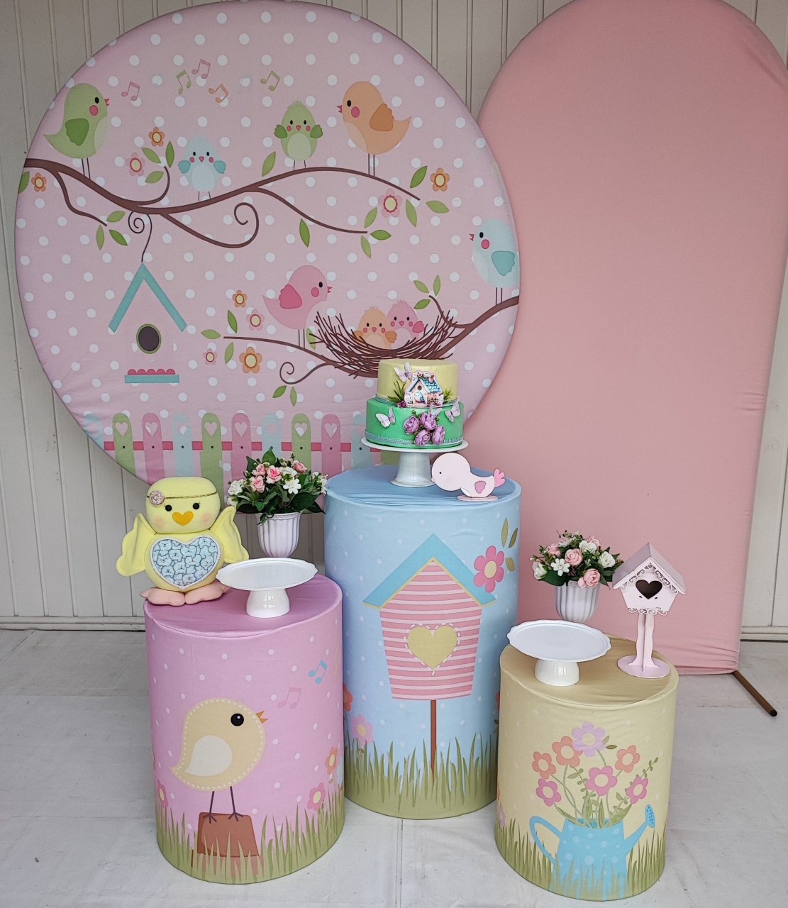 Kit Jardim  / Passaro Rosa  Opçao Plus - Elisete Festas Kit Pegue e Monte
