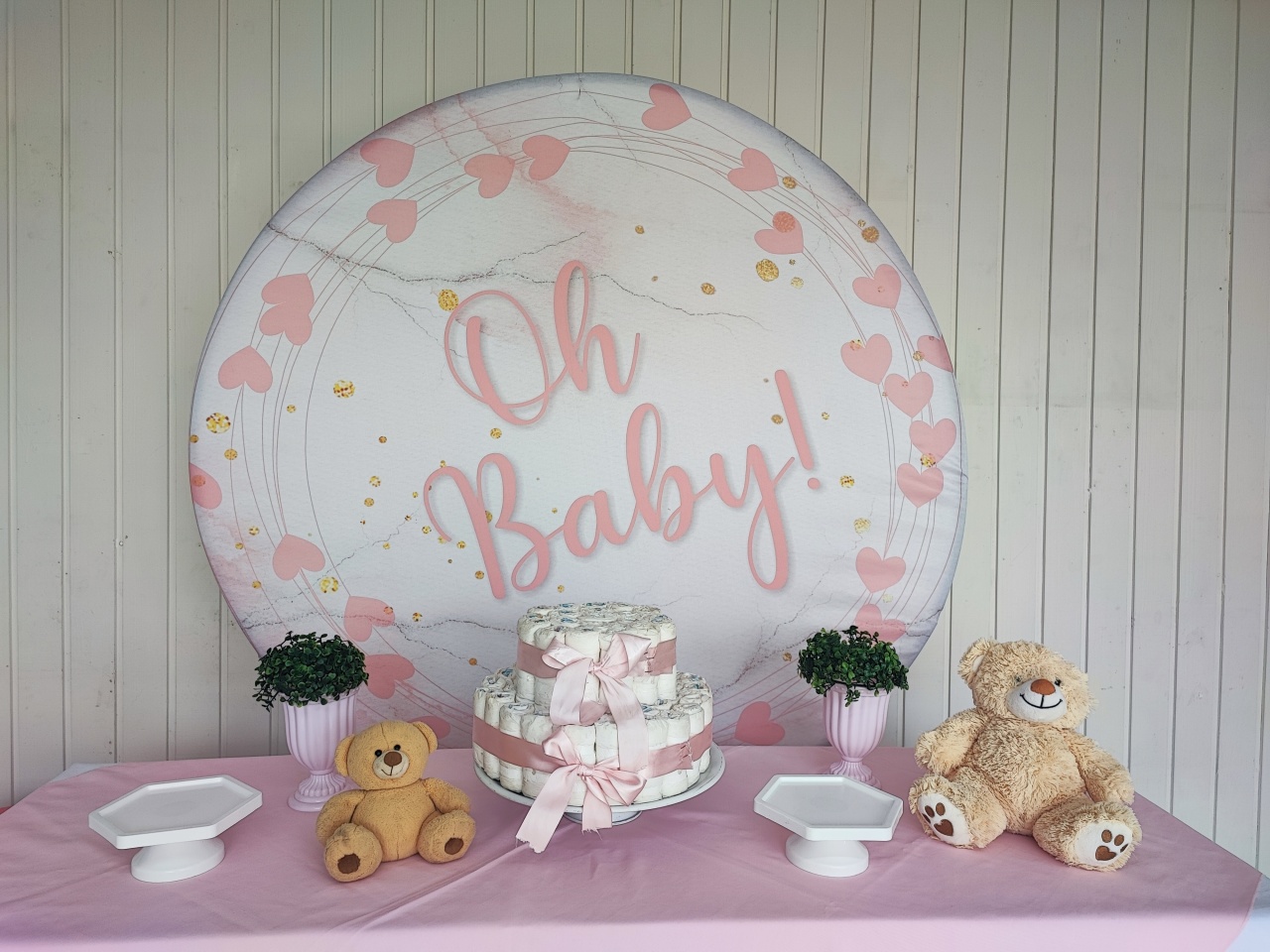 Kit Chá de Bebe  Oh Baby ( Rosa ) Opçao 1 - Elisete Festas Kit Pegue e Monte