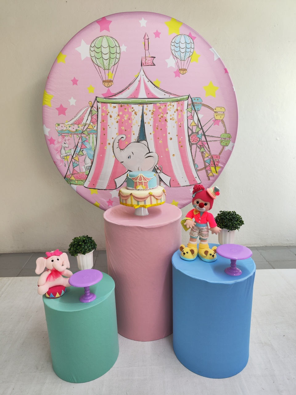 Kit Circo Picadeiro Rosa Opção 2 - Elisete Festas Kit Pegue e Monte