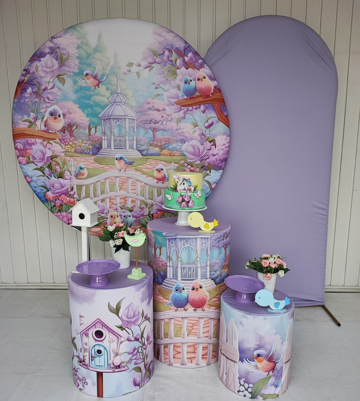 Kit Jardim  Passaro Lilas Opçao Plus - Elisete Festas Kit Pegue e Monte