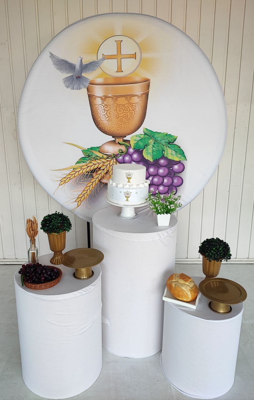 Kit  Comunhão/Eucaristia (Pão Com Uva) - Opção 2 - Elisete Festas Kit Pegue e Monte