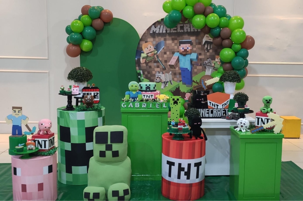 Montagem Minecraft 5 - Elisete Festas Kit Pegue e Monte