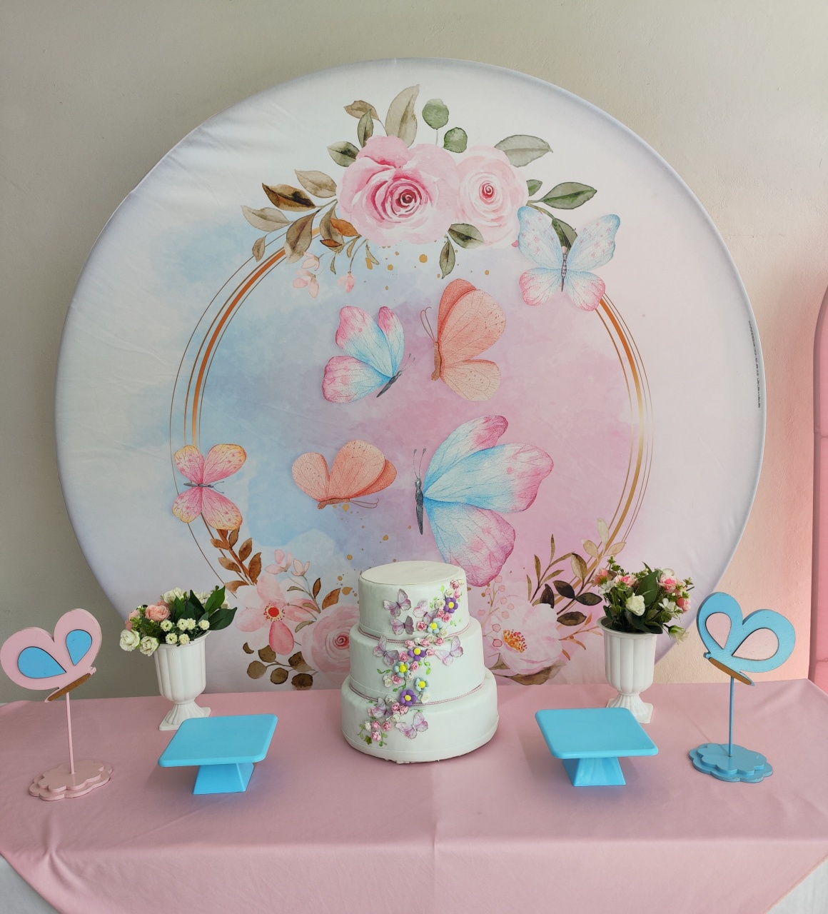 Kit Borboleta Azul E Rosa - Opção 1  - Elisete Festas Kit Pegue e Monte