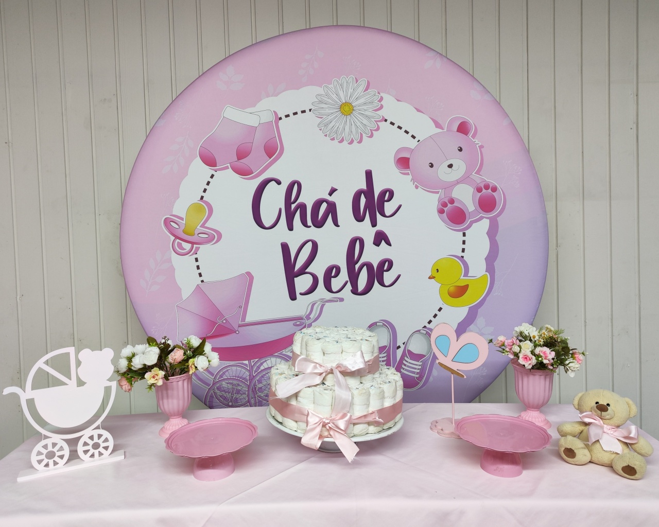 Kit Chá de Fralda Rosa  - Elisete Festas Kit Pegue e Monte
