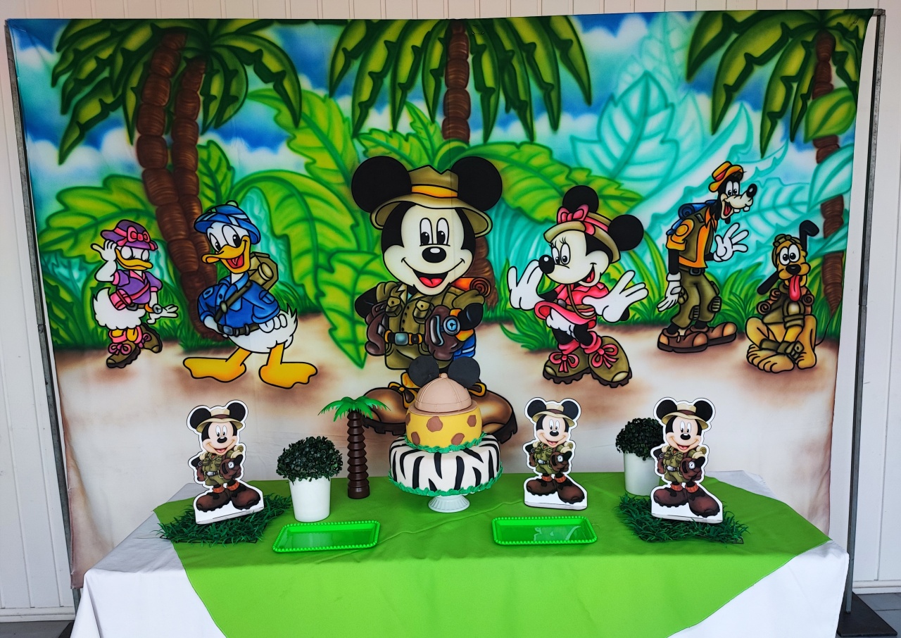 Kit Mickey Safari  Retangular - Elisete Festas Kit Pegue e Monte