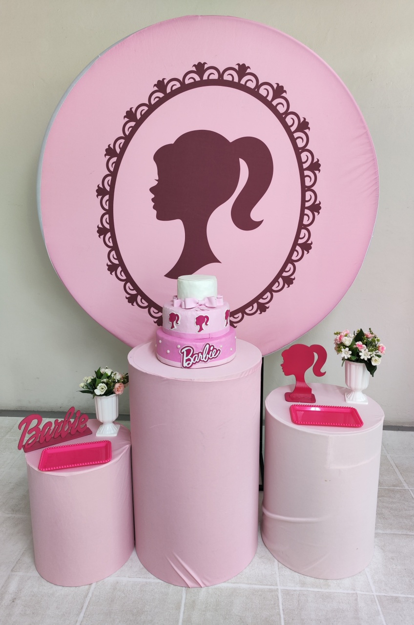Kit Barbie Rosto Moldura Opção 2 - Elisete Festas Kit Pegue e Monte