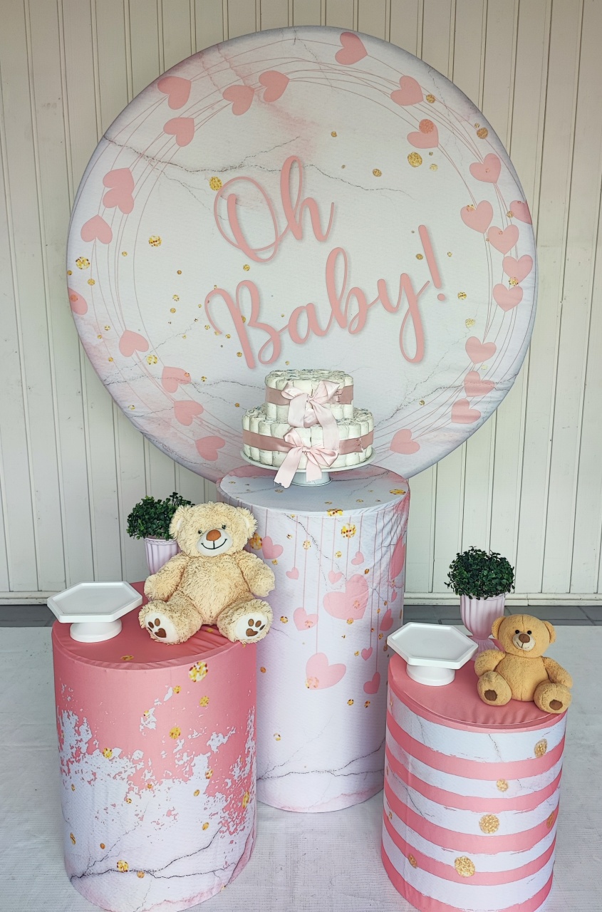 Kit Chá de Bebe Oh Baby ( Rosa)  Opção 2 - Elisete Festas Kit Pegue e Monte