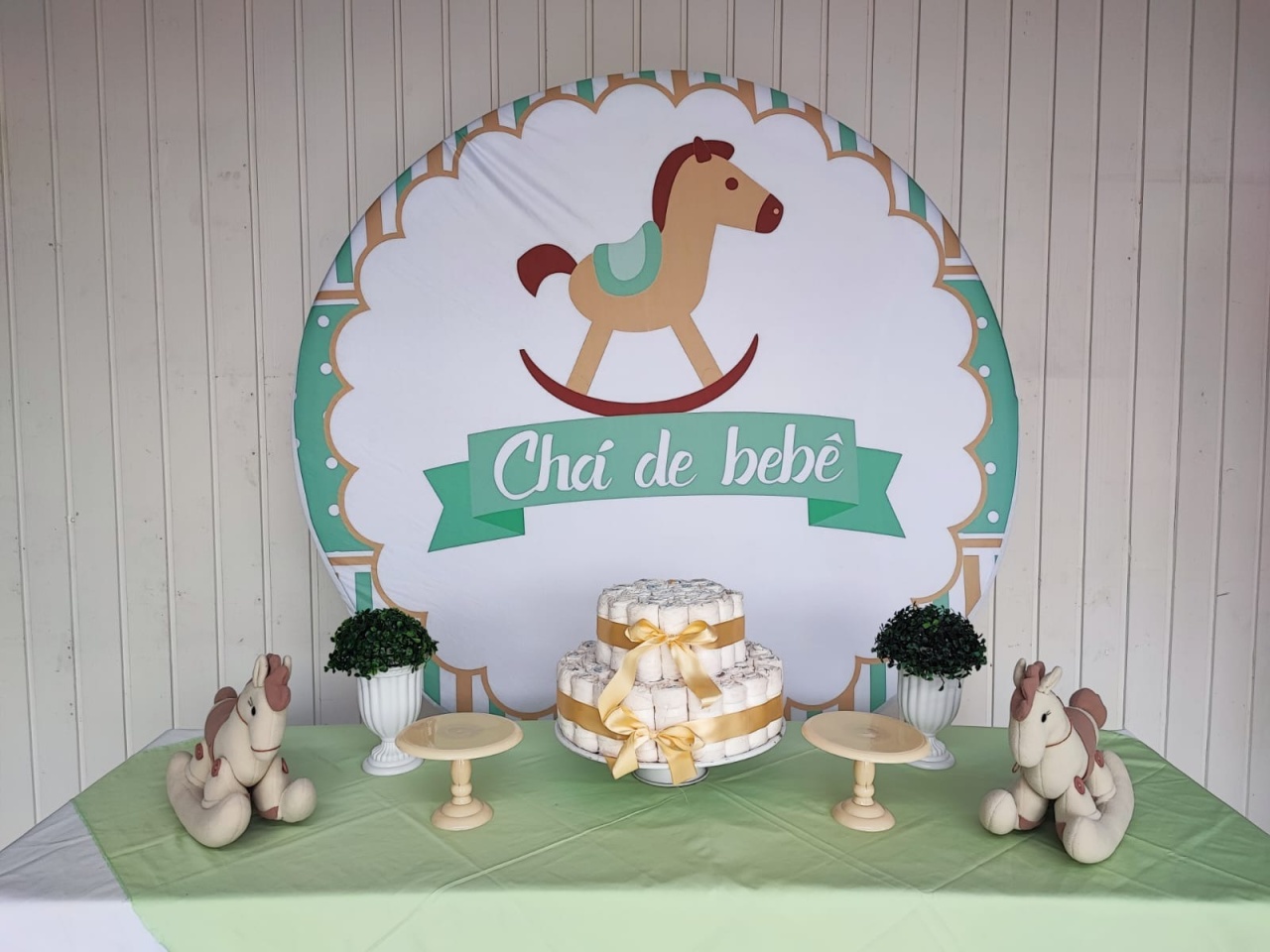 Kit  Chá de Fralda Menino /Cavalo Verde Opção 1 - Elisete Festas Kit Pegue e Monte