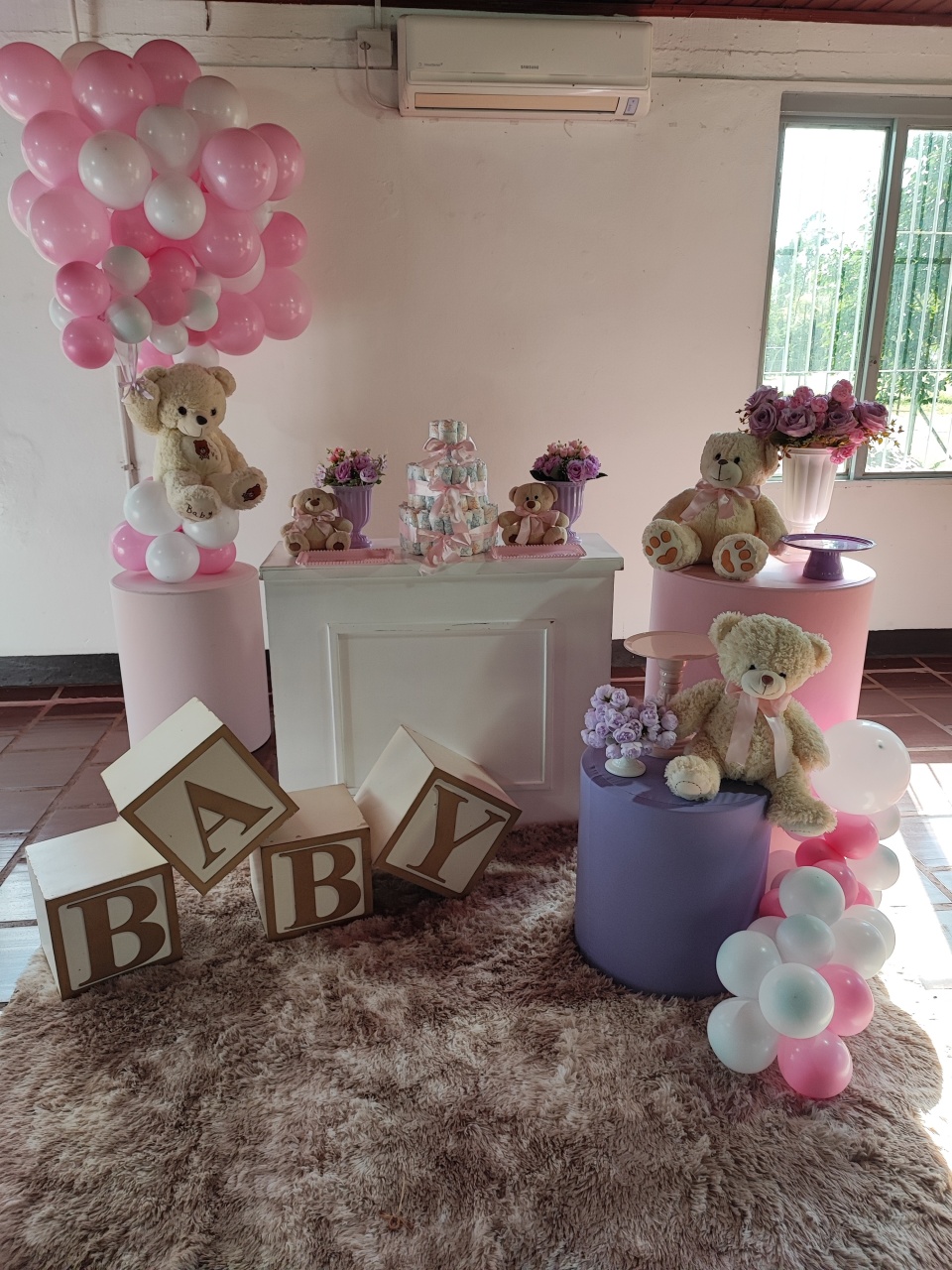 Montagem Chá de Fralda Menina  ( Ursos ) - Elisete Festas Kit Pegue e Monte
