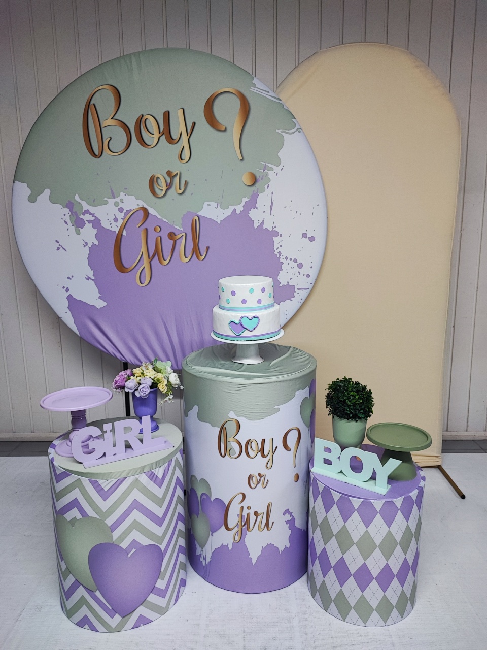 Kit Chá Revelação Lilás E Verde Opção Plus  - Elisete Festas Kit Pegue e Monte