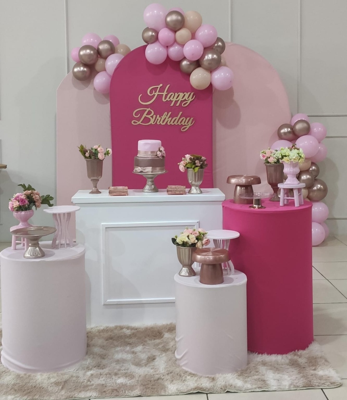 Montagem Adulta Rosa  Pink E Claro  - Elisete Festas Kit Pegue e Monte