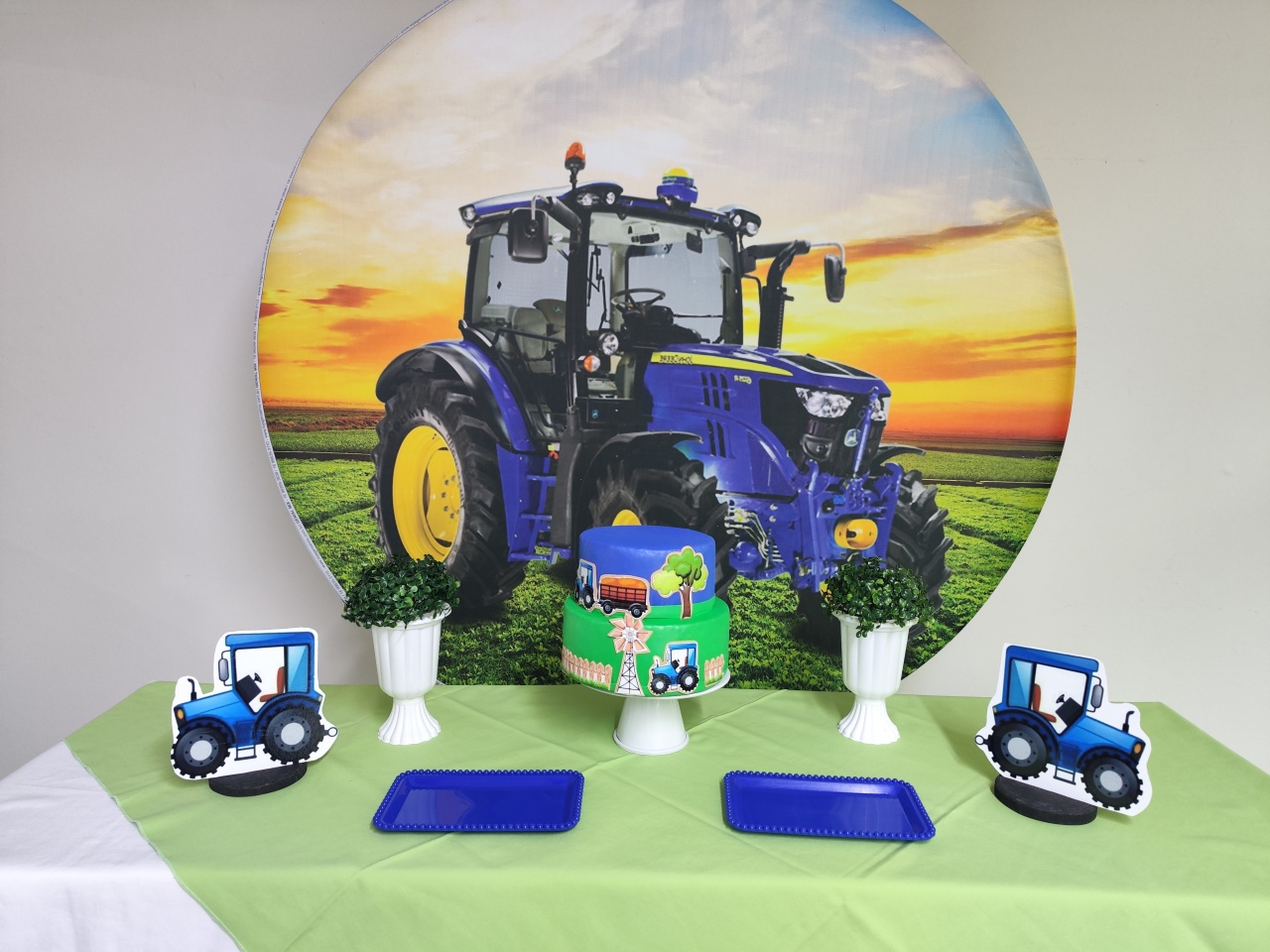Kit Trator ( Azul ) Opçao 1 - Elisete Festas Kit Pegue e Monte