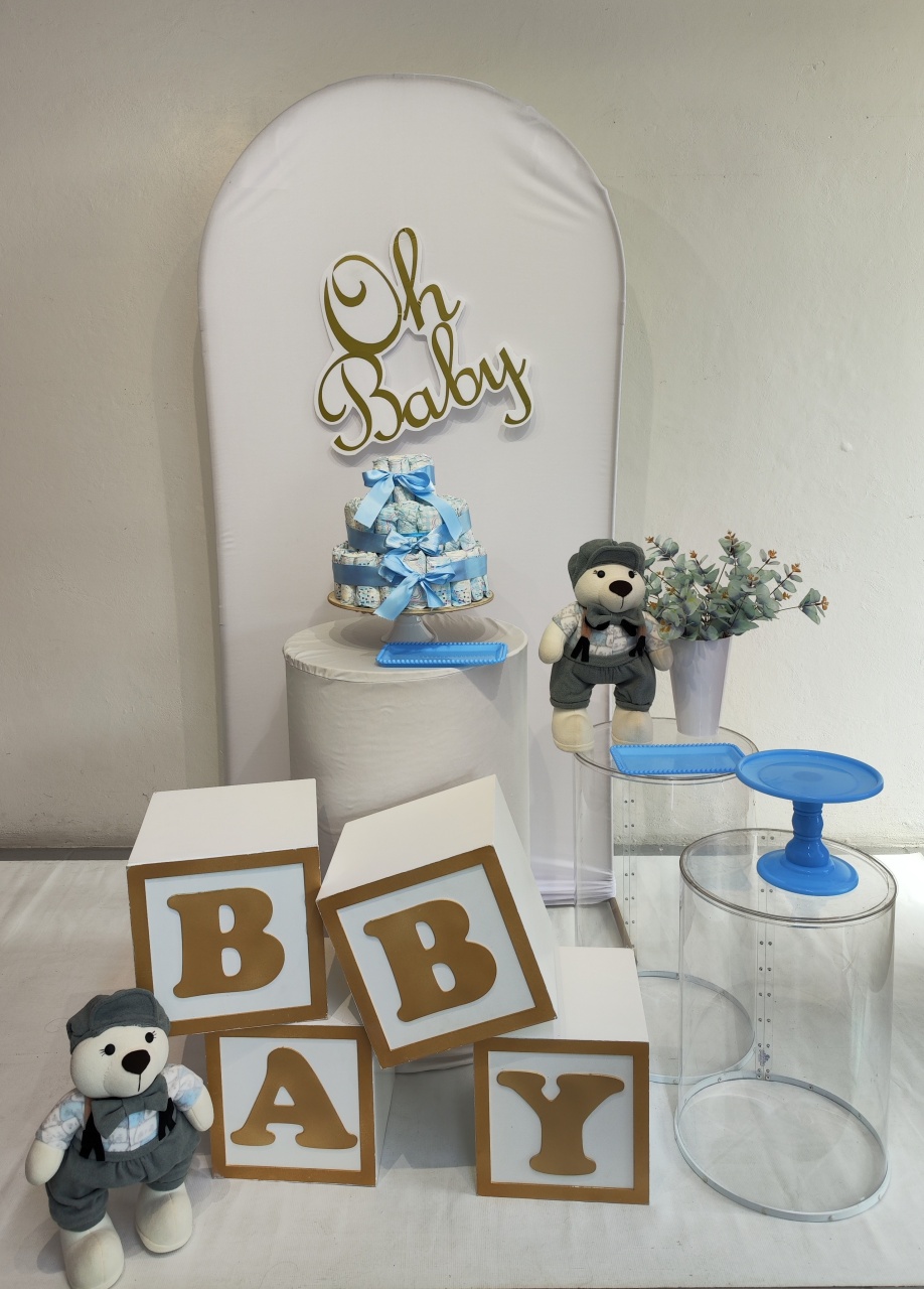 Kit Chá de Fralda Azul - Mod 2 - Elisete Festas Kit Pegue e Monte