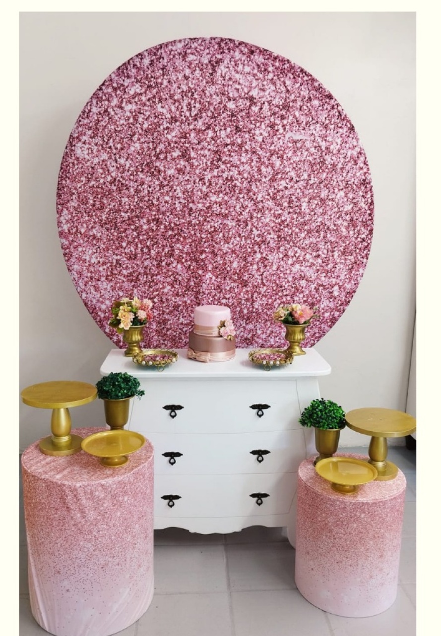 Kit Adulto Gliter Rosa ( Opçao 2) Com Dourado 2 - Elisete Festas Kit Pegue e Monte