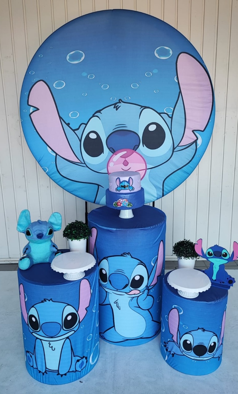 Kit Stitch Azul (Chiclete) Opção 2 - Elisete Festas Kit Pegue e Monte