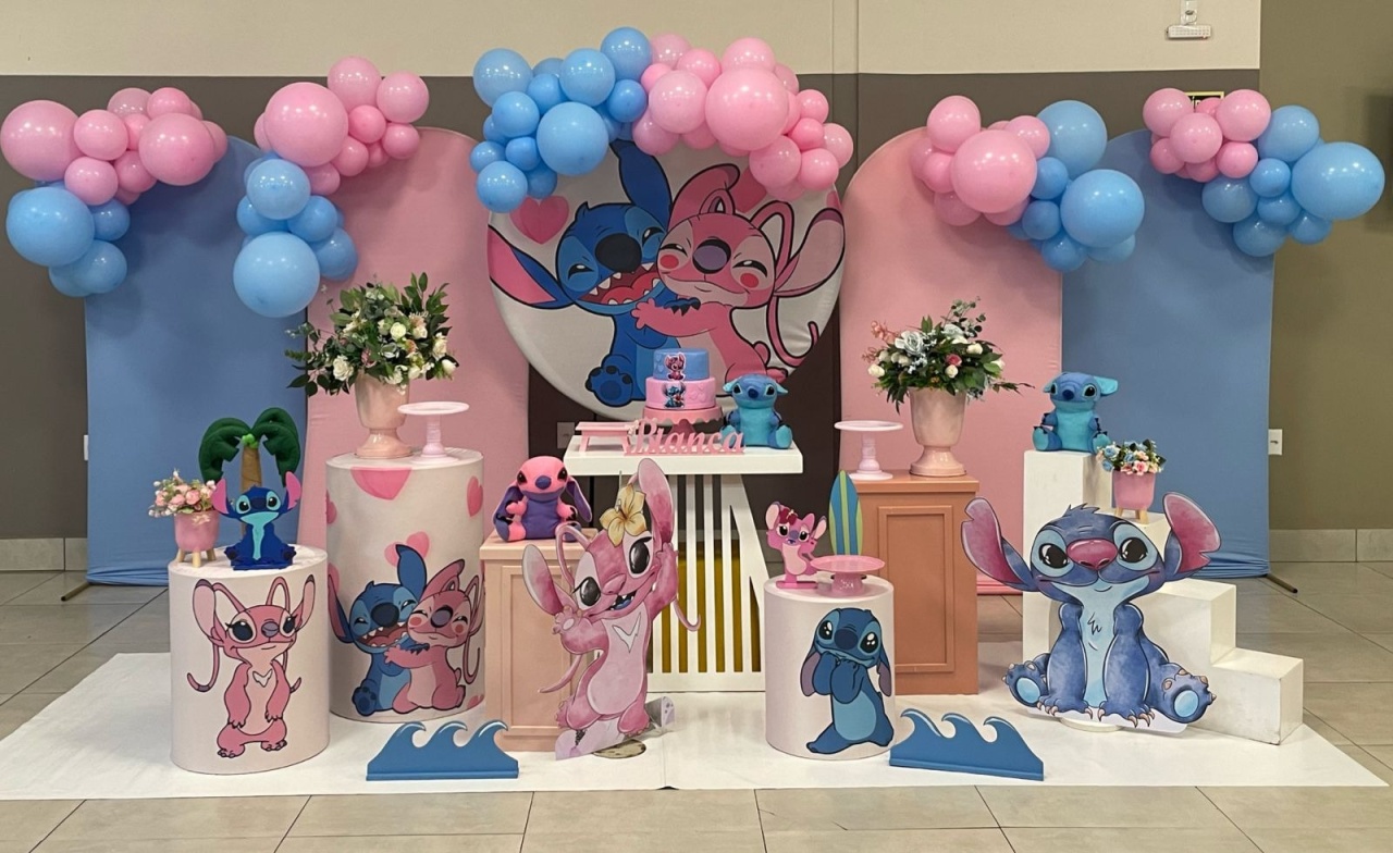 Montagem  Stitch E Angel  - Elisete Festas Kit Pegue e Monte