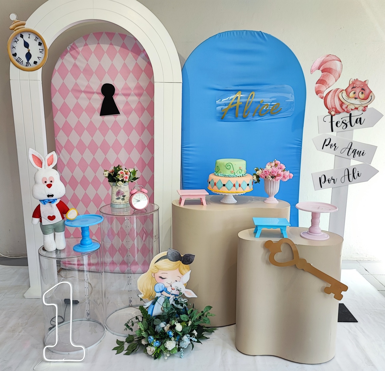 Kit  Alice No Pais das Maravilhas Cute - Elisete Festas Kit Pegue e Monte