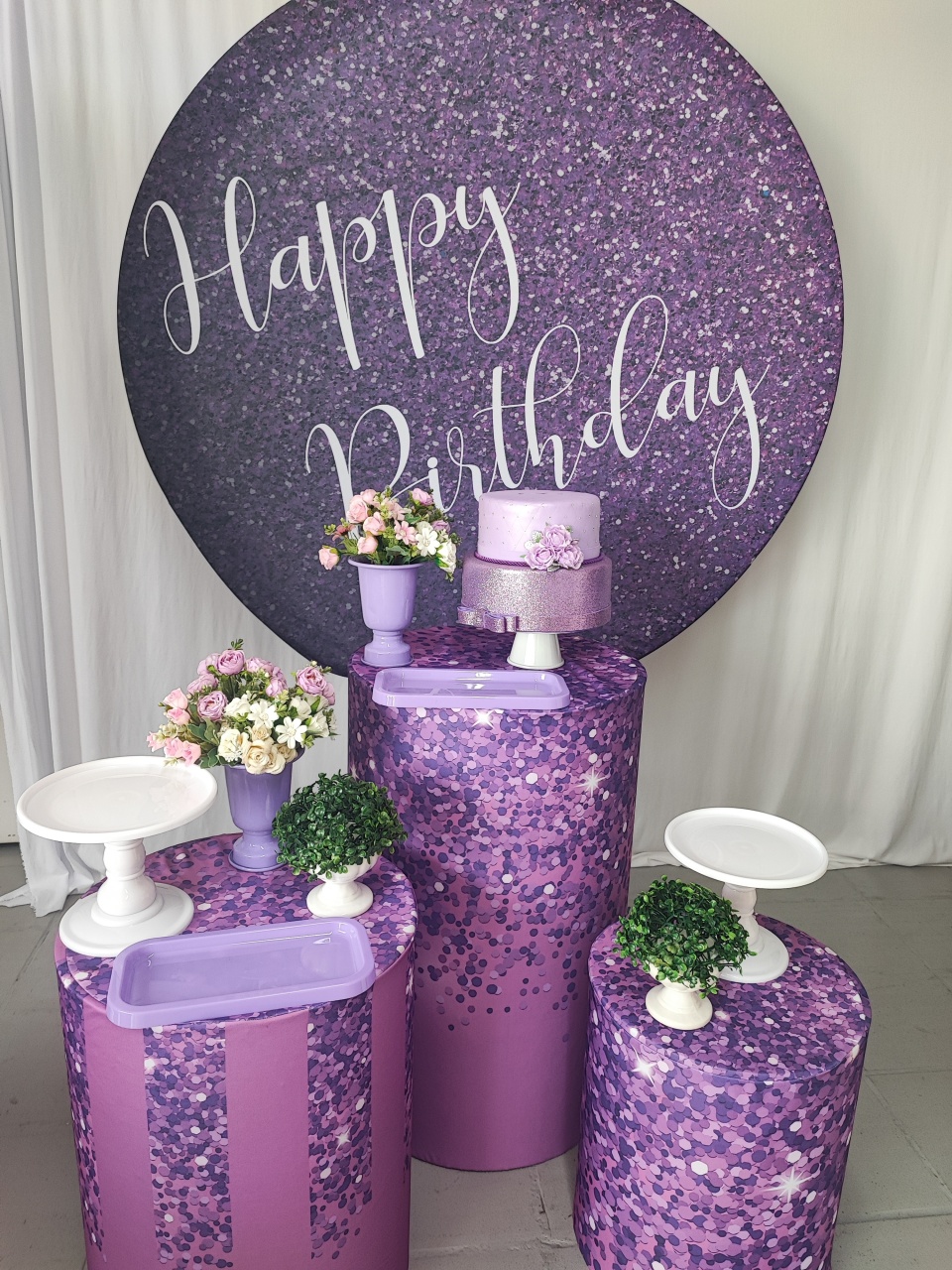Kit Adulto Happy  Birthday Lilás ( Opçao2) - Elisete Festas Kit Pegue e Monte