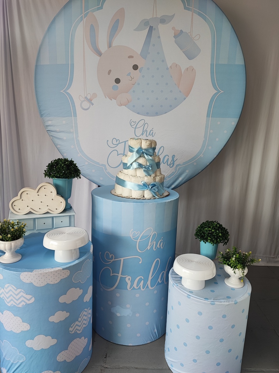 Kit  Chá Fralda Azul Coelho ( Opçao 2) - Elisete Festas Kit Pegue e Monte