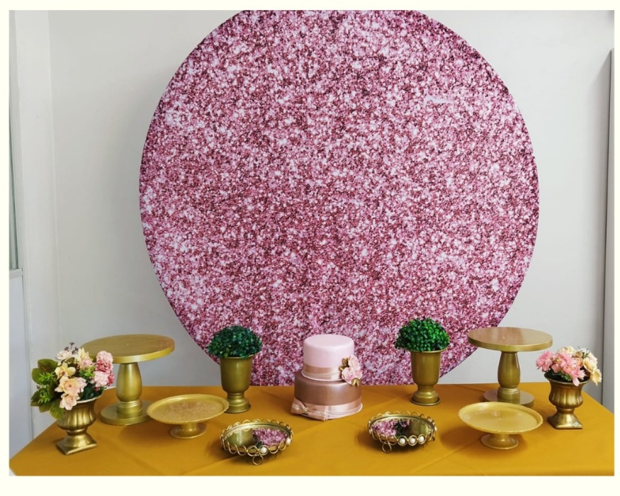 Kit  Adulto  Gliter  Rosa ( Opçao 1) Com Dourado - Elisete Festas Kit Pegue e Monte