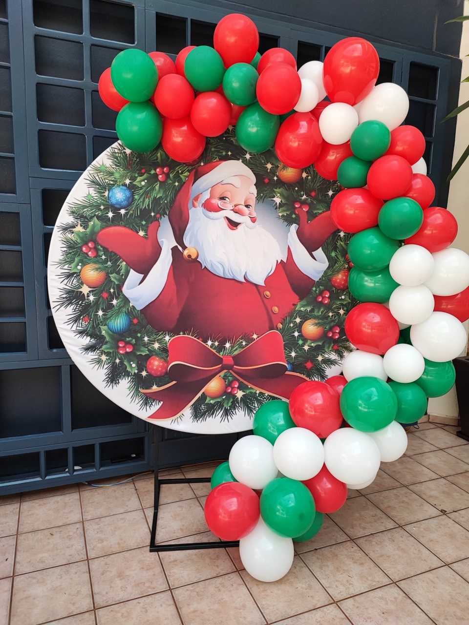 Natal Painel + Estrutura + Meio Arco de Balão - Elisete Festas Kit Pegue e Monte